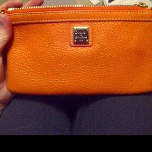 Dooney & Bourke Orange Leather Wristlet Wallet Mini Purse